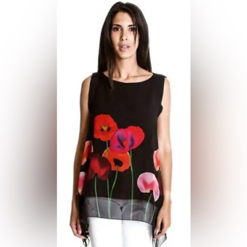 Bali Shark-bite Layered Poppy Tank - Size XL - Made in 🇨🇦